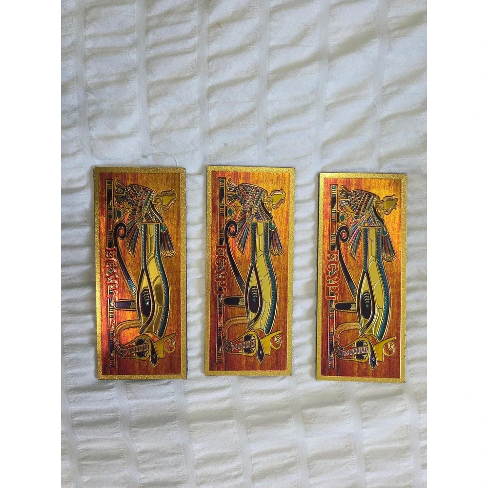 Gold Ancient Egypt King Tut Refrigerator Magnet 6 Inch Souvenir Hieroglyphics